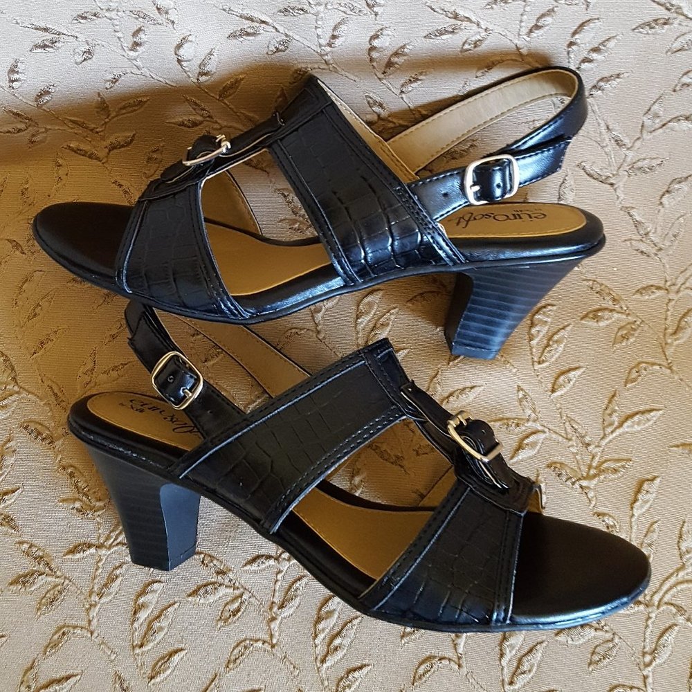 Black Crocodile Sandals